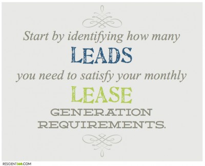 Quote about identifying lead numbers needed to meet monthly lease generation requirements