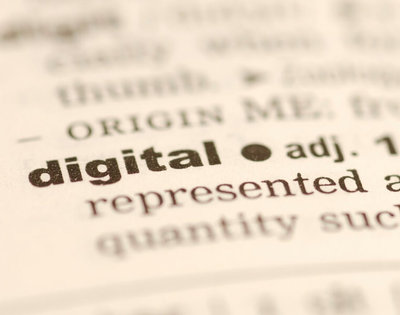 Dictionary page showing the definition of the word digital as an adjective