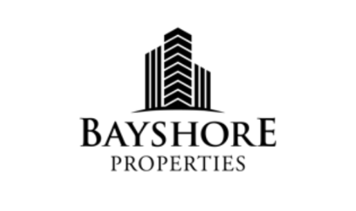 Bayshore Properties logo featuring a stylized building icon above the company name and tagline