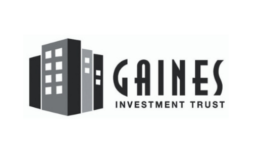 Gaines Investment Trust logo with stylized building icons beside bold text reading Gaines Investment Trust