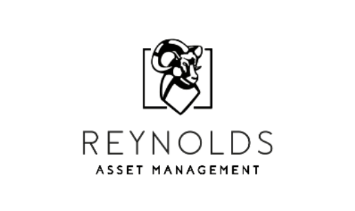 Reynolds Asset Management logo featuring a ram's head illustration inside a square frame