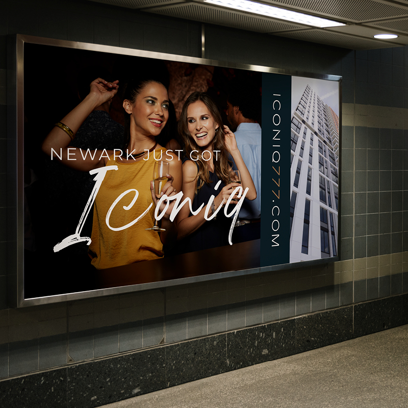 Subway billboard ad for Iconiq apartment branding