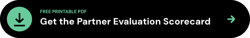 Download button linking to a free printable PDF partner evaluation scorecard