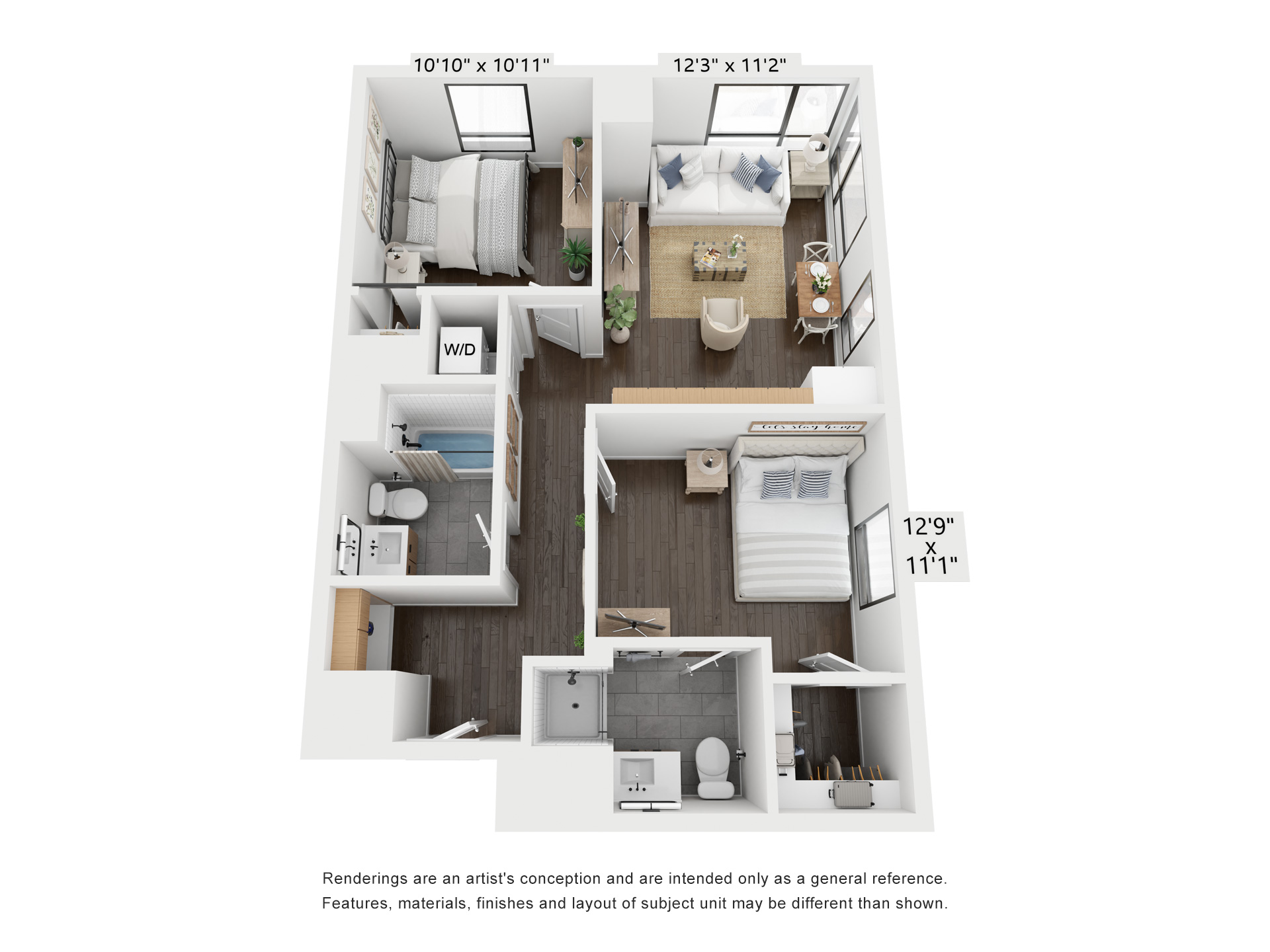 multifamily branding and 2D and 3D floor plans for The Indie