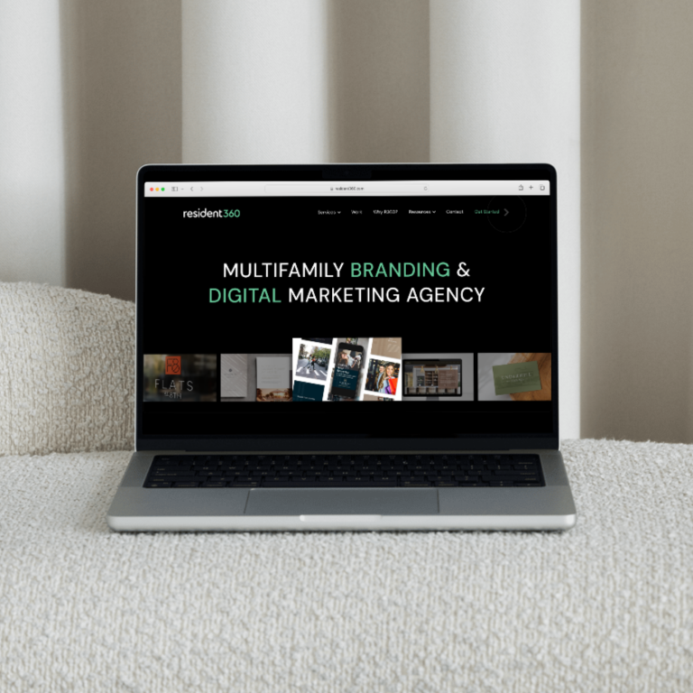 Resident360 corporate website homepage with the tagline multifamily branding and digital marketing agency